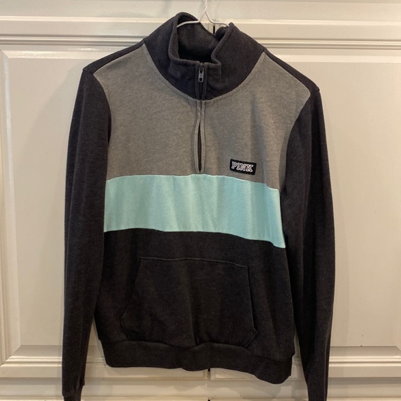 PINK by Victoria’s Secret Colorblock Sweatshirt Quarter Zip Pullover. Si… - Picture 1 of 6
